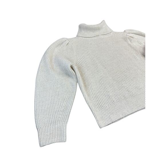 J.Crew Puff Sleeve Turtleneck Sweater XS Ivory Wool Alpaca Blend Long Sleeve - Picture 4 of 10